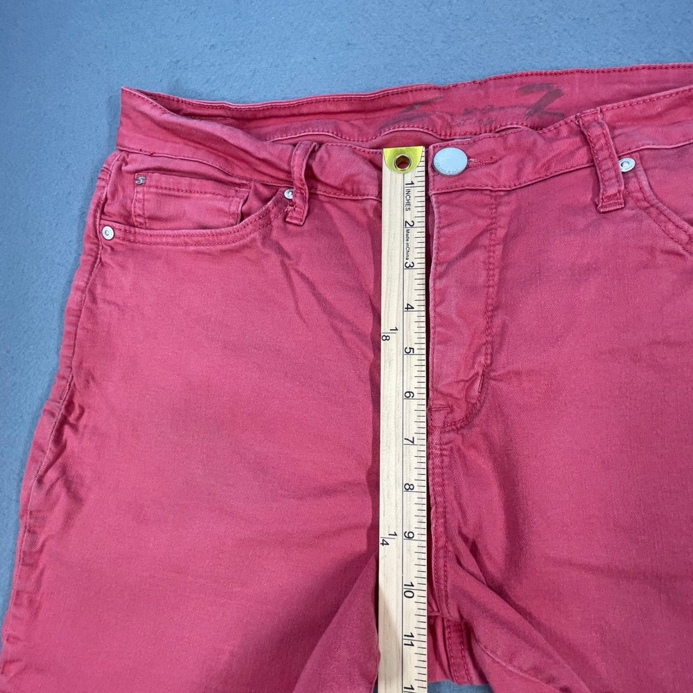 Seven7 Holly Berry Red Sunset Bermuda Shorts Stretch Womens Size 16 - Picture 7 of 9